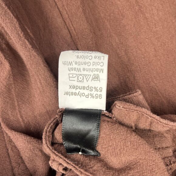 SHEIN Shorts Womens Large Brown Pleated High Waist Cuffed Hem Pockets Belt Loops - Picture 11 of 16